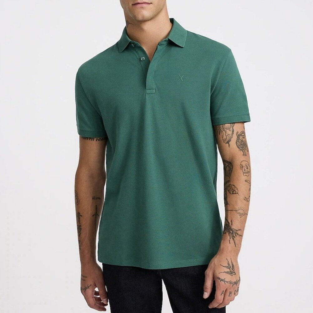 Express Men's Polo Size M Tall Green X-Logo Perfect Pima Cotton Pique NWT $54